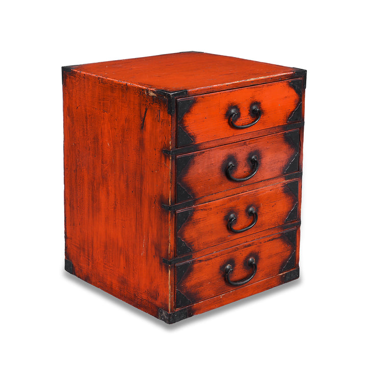 Vintage Japanese Red Negoro Dansu Chest | Indigo Antiques
