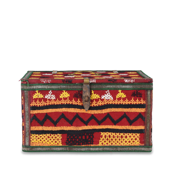 Vintage Patterned Textile Box From Rajasthan | Indigo Antiques