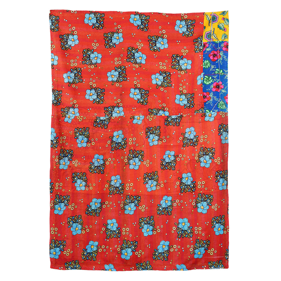 Vintage Red & Floral Kantha Throw | Indigo Antiques