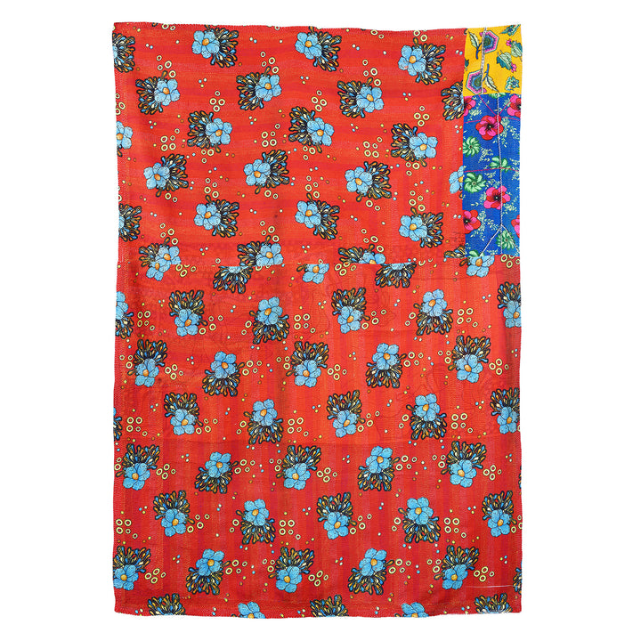Vintage Red & Floral Kantha Throw | Indigo Antiques