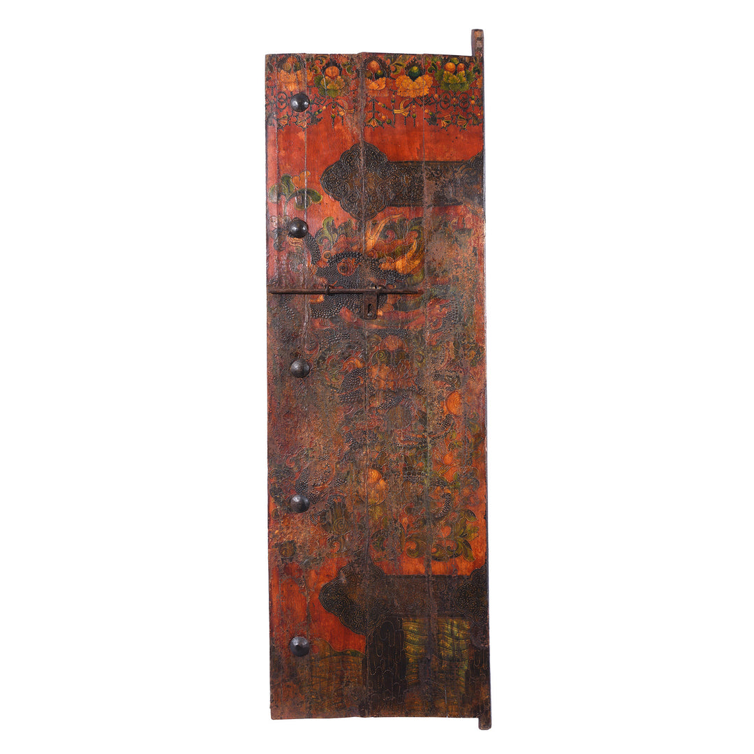 Vintage Tibetan Door With Dragon Painting | Indigo Antiques