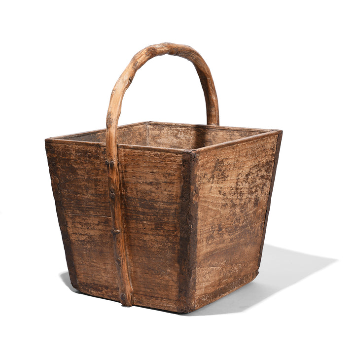 Vintage Wooden Chinese Farmers Basket