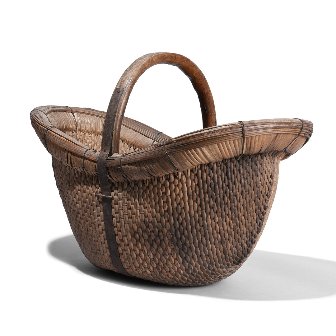 Vintage Woven Willow Farmers Basket | Indigo Antiques