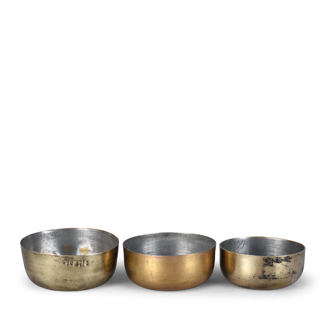 Vintage indian Brass Kattori Bowls Set Of 3 | Indigo Antiques