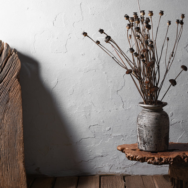 Vintage Painted Wood Pot From Kullu