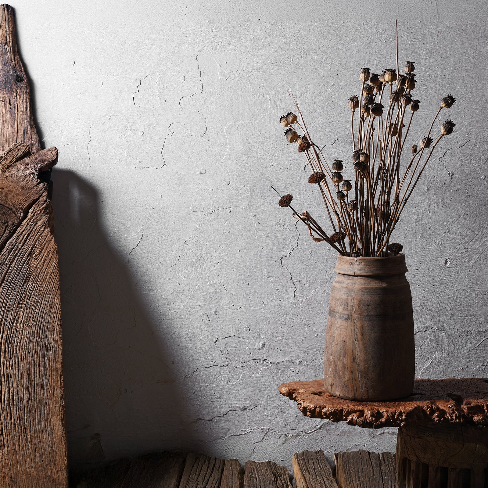 Old Wooden Milk Pot From Himachal Pradesh | Indigo Antiques