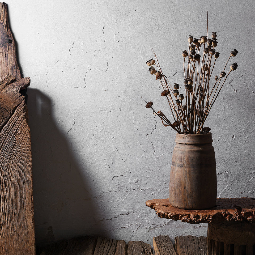 Old Wooden Milk Pot From Himachal Pradesh | Indigo Antiques