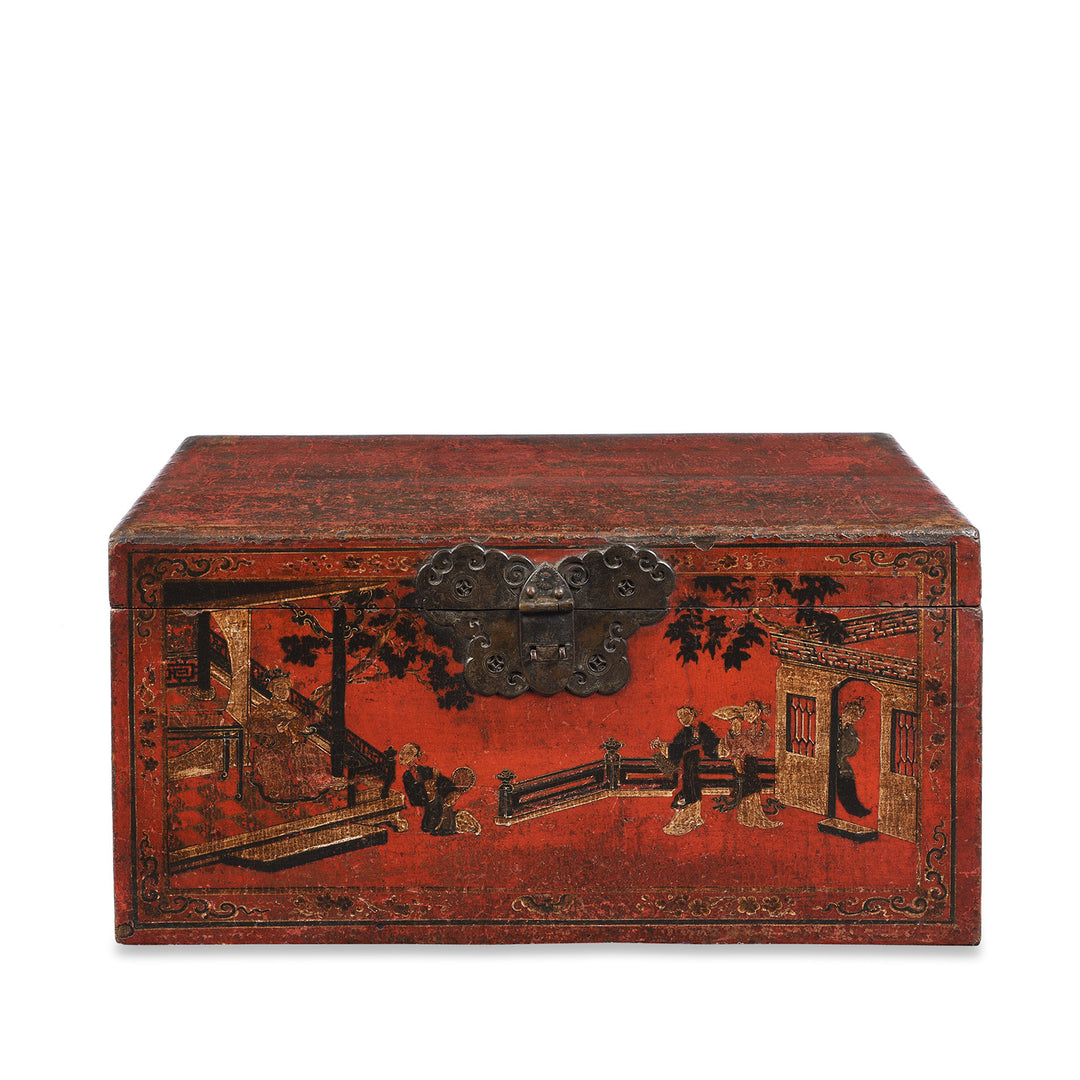 A beautiful red lacquered antique Chinese chest from Shanxi province - 18th century