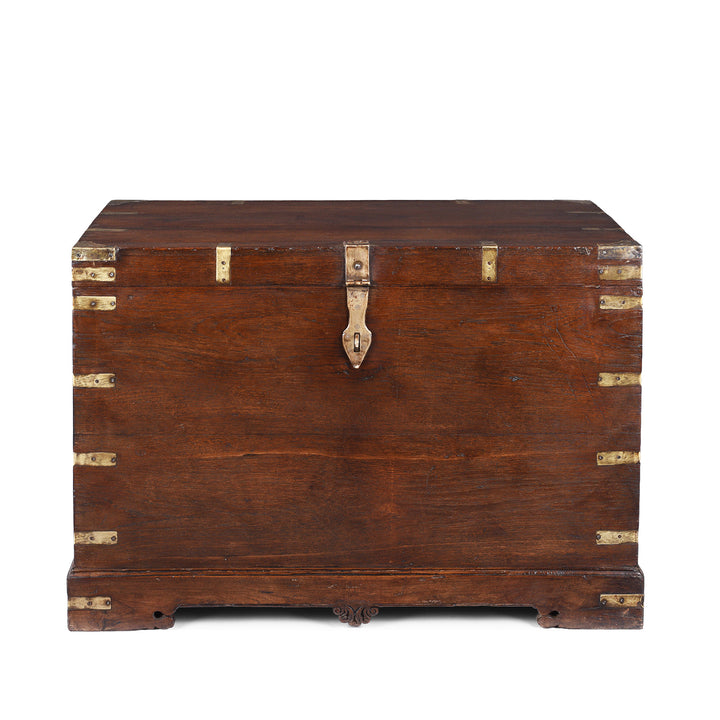 Antique Indian Brass Bound Teak Military Chest | Indigo Antiques