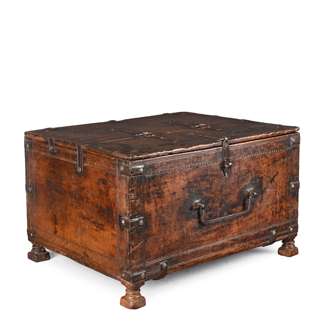 Antique Carved Indian Merchants Box | Indigo Antiques