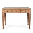 Antique 3 Drawer Bleached Wood Console Table