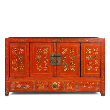 Red Lacquer Dongbei Sideboard - Ca 1920