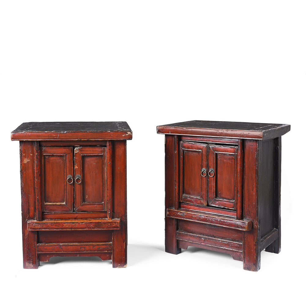 Antique Red Lacquer Bedside Cabinets From Shanxi | Indigo Antiques