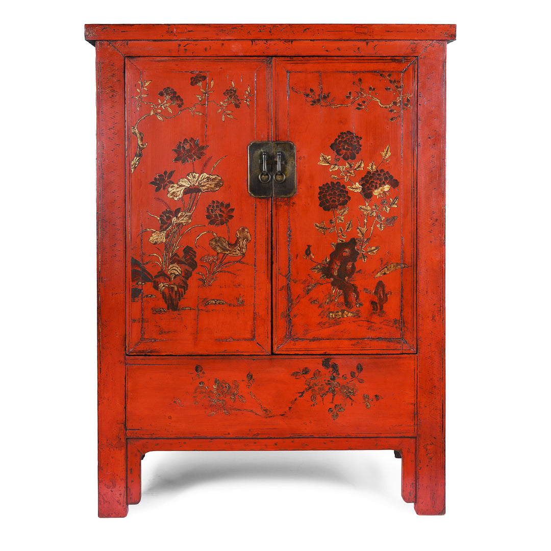 Antique Chinese Red Lacquer Wedding Cabinet | Indigo Antiques