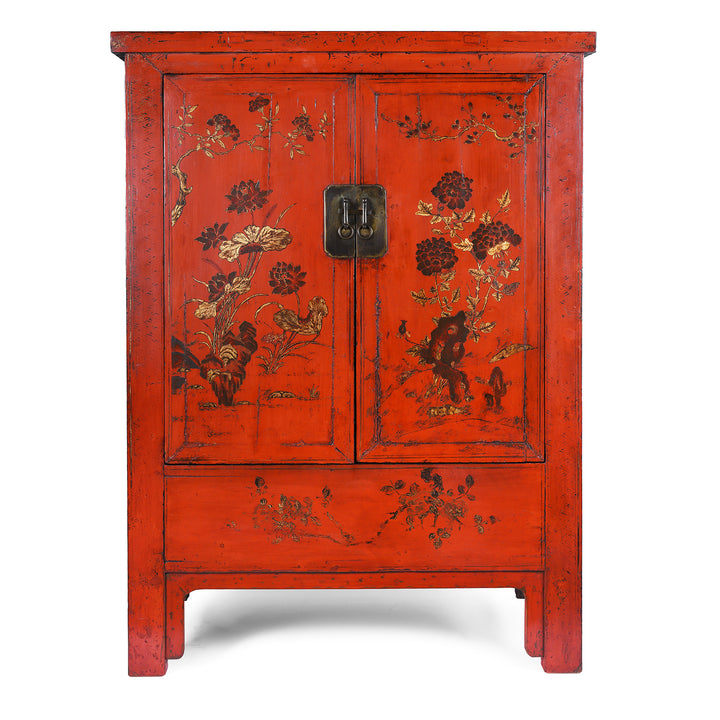 Antique Chinese Red Lacquer Wedding Cabinet | Indigo Antiques