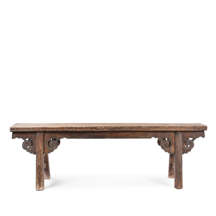 Antique Elm Chinese Spring Bench From Shanxi | Indigo Antiques