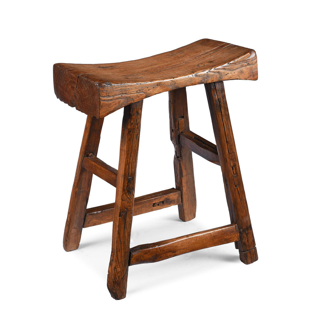 Antique Elm Saddle Stool from Shanxi | Indigo Antiques