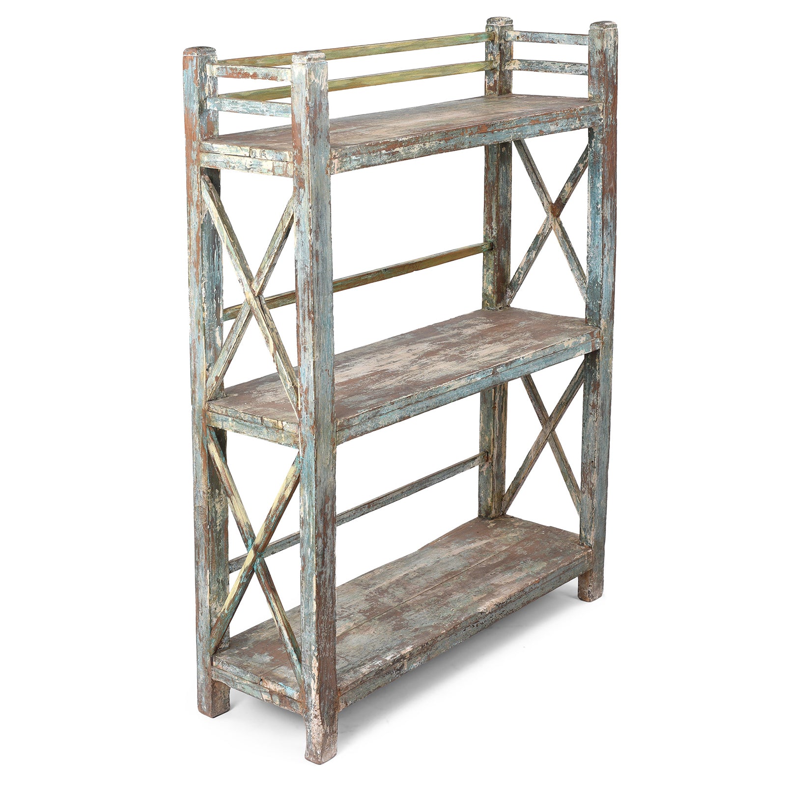Vintage Indian Painted Teak Shelf