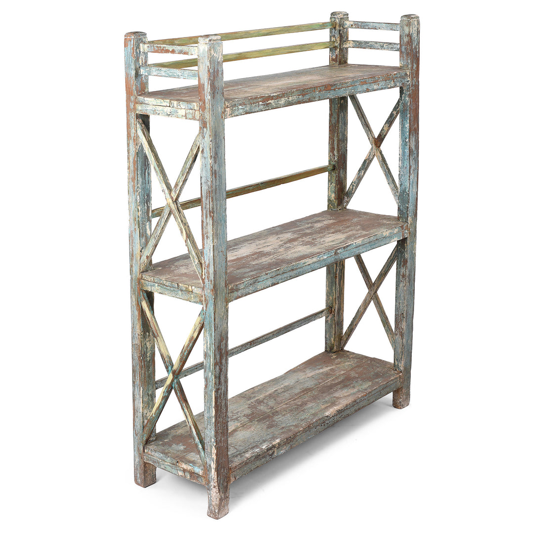 Vintage Indian Painted Teak Shelf