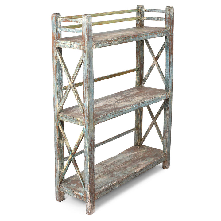 Vintage Indian Painted Teak Shelf