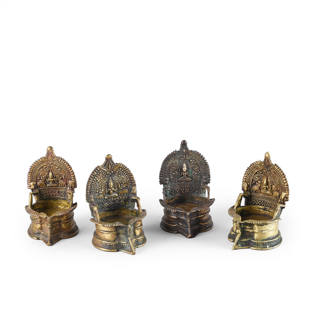 Antique Bronze Deepa Lakshmi Lamp From Tamil Nadu | INDIGO ANTIQUES