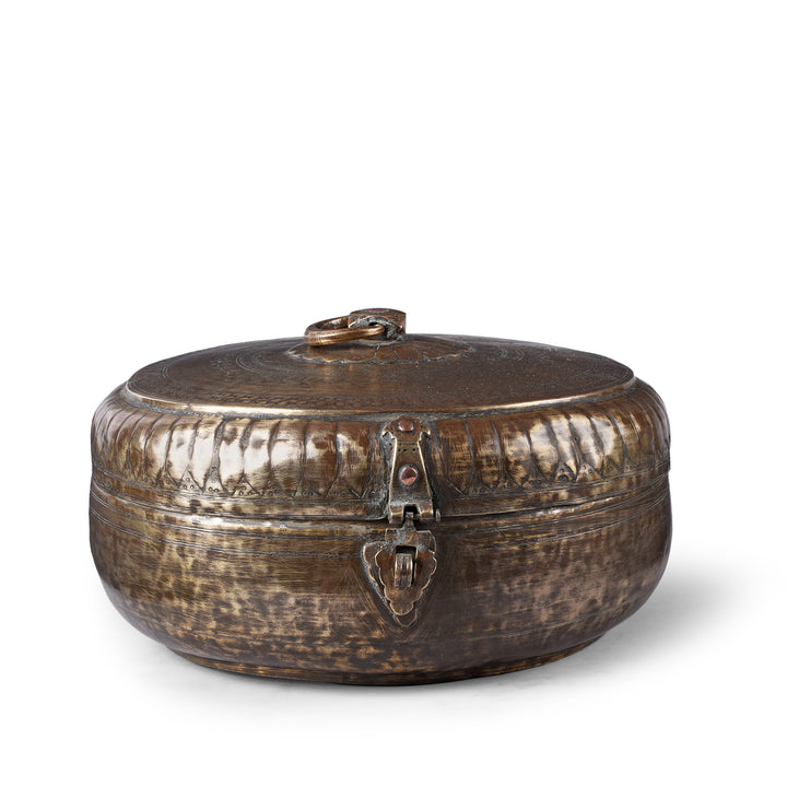 Antique Indian Brass Chapati Box | Indigo Antiques