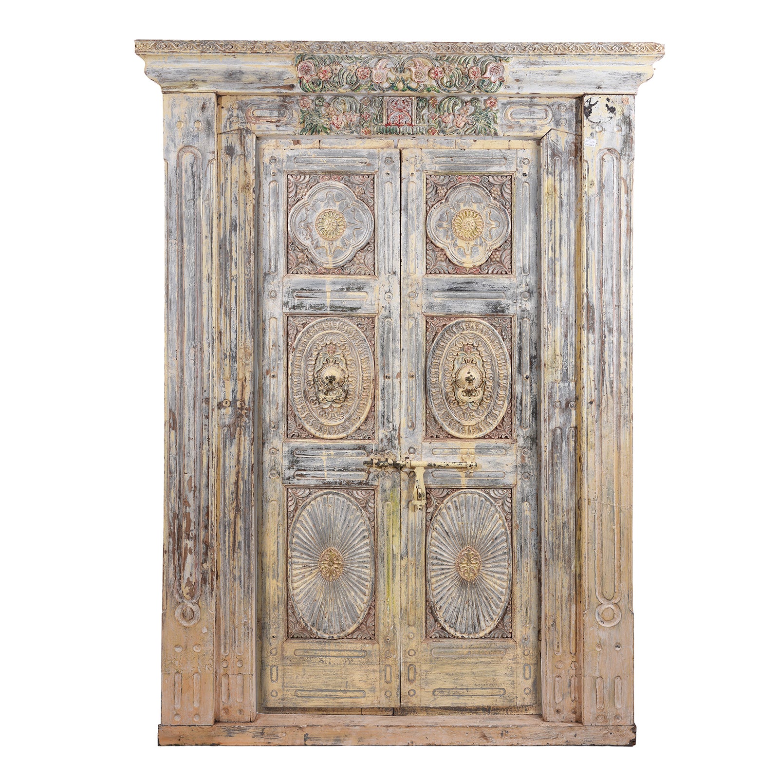 Antique Indian Painted Door & Frame | Indigo Antiques