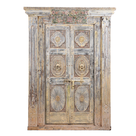 Old Painted Indian Doors From Gujarat - 19thC