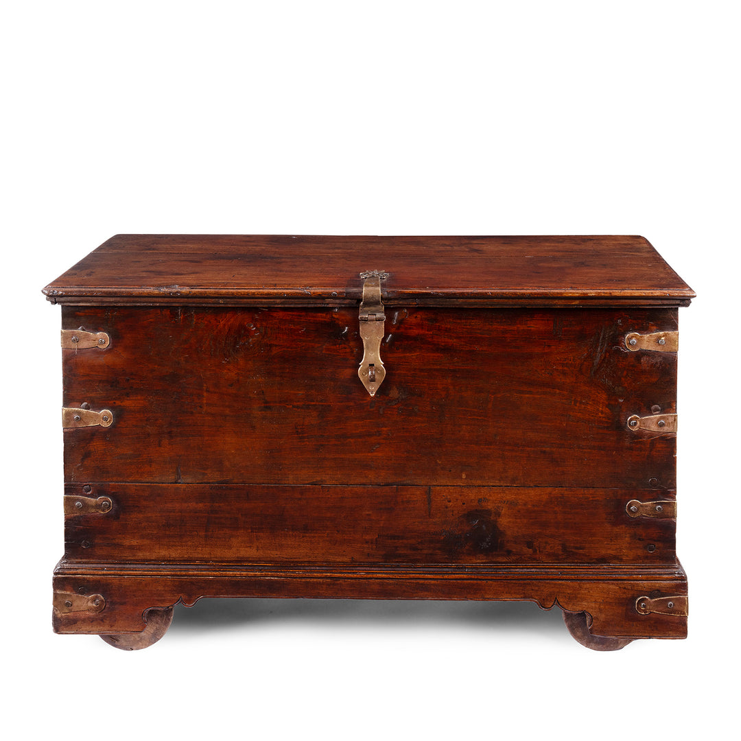 Antique Indian brass bound Rosewood Chest | Indigo Antiques