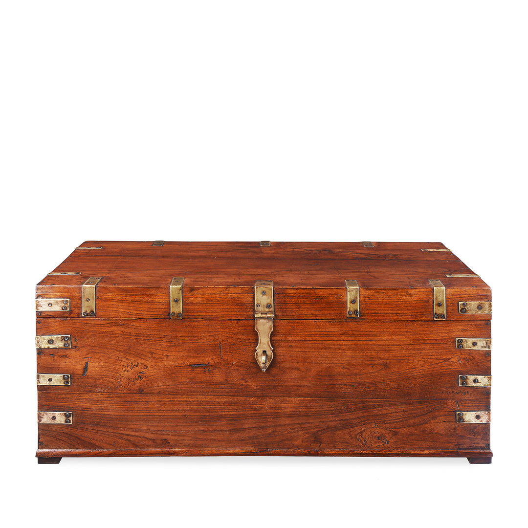 Antique Indian Brass Bound Military Chest | Indigo Antiques