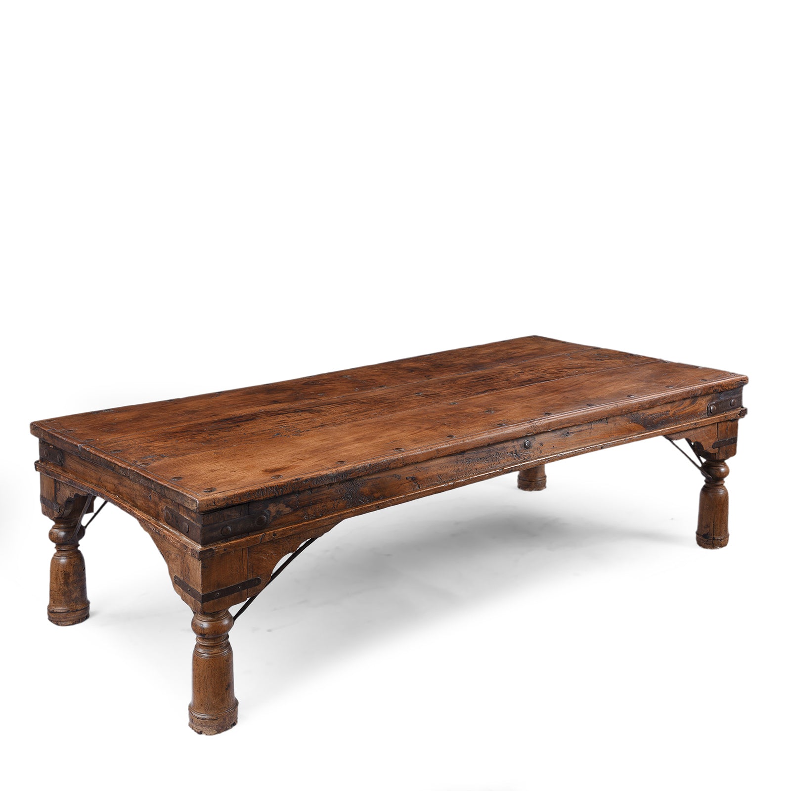 Angled View Of Antique Indian Takhat Coffee Table From Rajasthan | Indigo Antiques