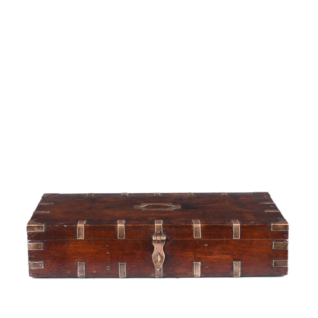 Antique Indian Brass Bound Military Document Box | Indigo Antiques