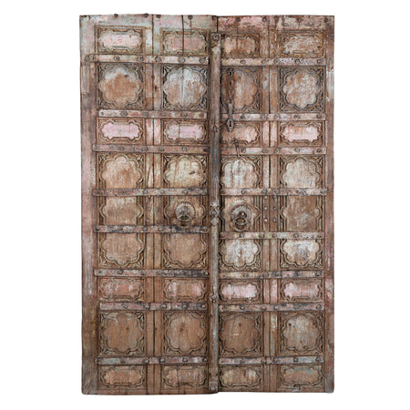 Painted Teak Door From Gujarat - 19th Century