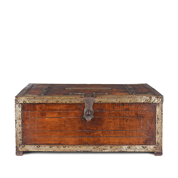 Antique Indian Brass Bound Merchants Box | Indigo Antiques