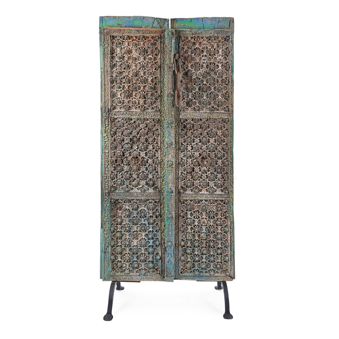 Antique indian Painted Mughal Door | Indigo Antiques