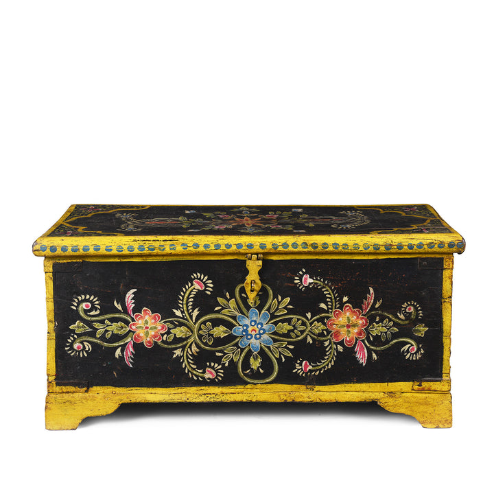 Antique Indian Painted Chest From Rajasthan | Indigo Antiques