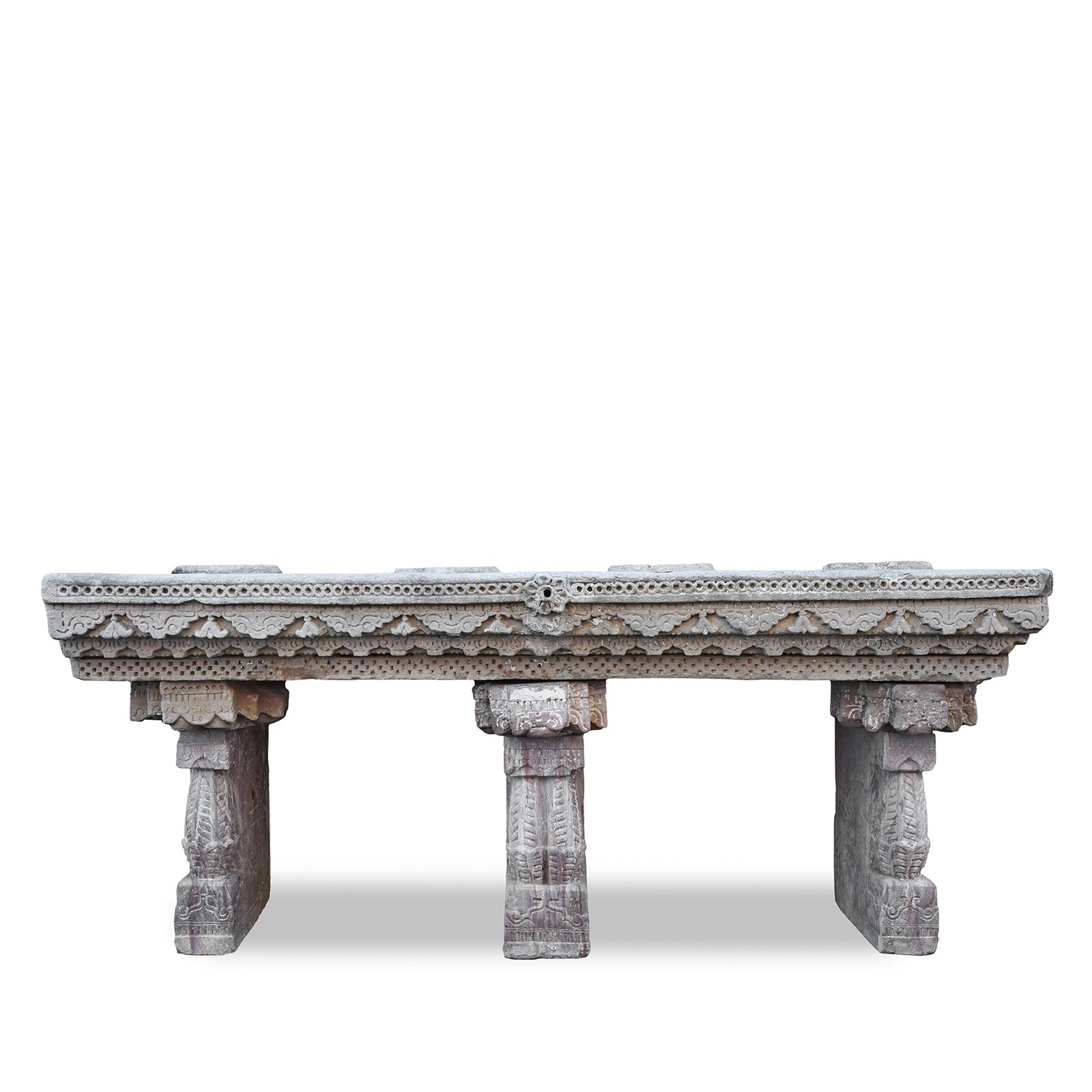Carved Stone Indian Water Pot Stand (Parinda) From Gujarat - 19thC