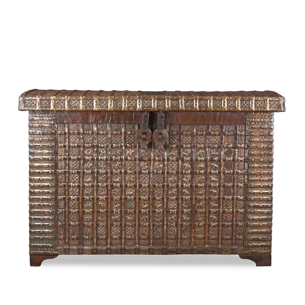 Antique Indian Brass Bound Pithara | Indigo Antiques