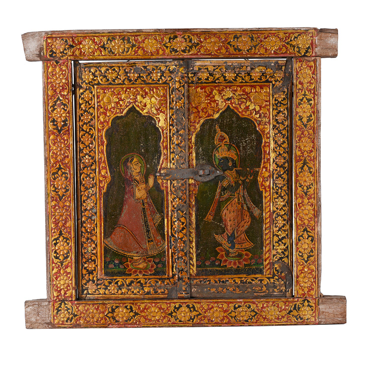 Antique Indian Chandras Radha Krishna Shutter | Indigo Antiques