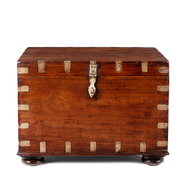 Antique Indian Brass Bound Military Chest | Indigo Antiques