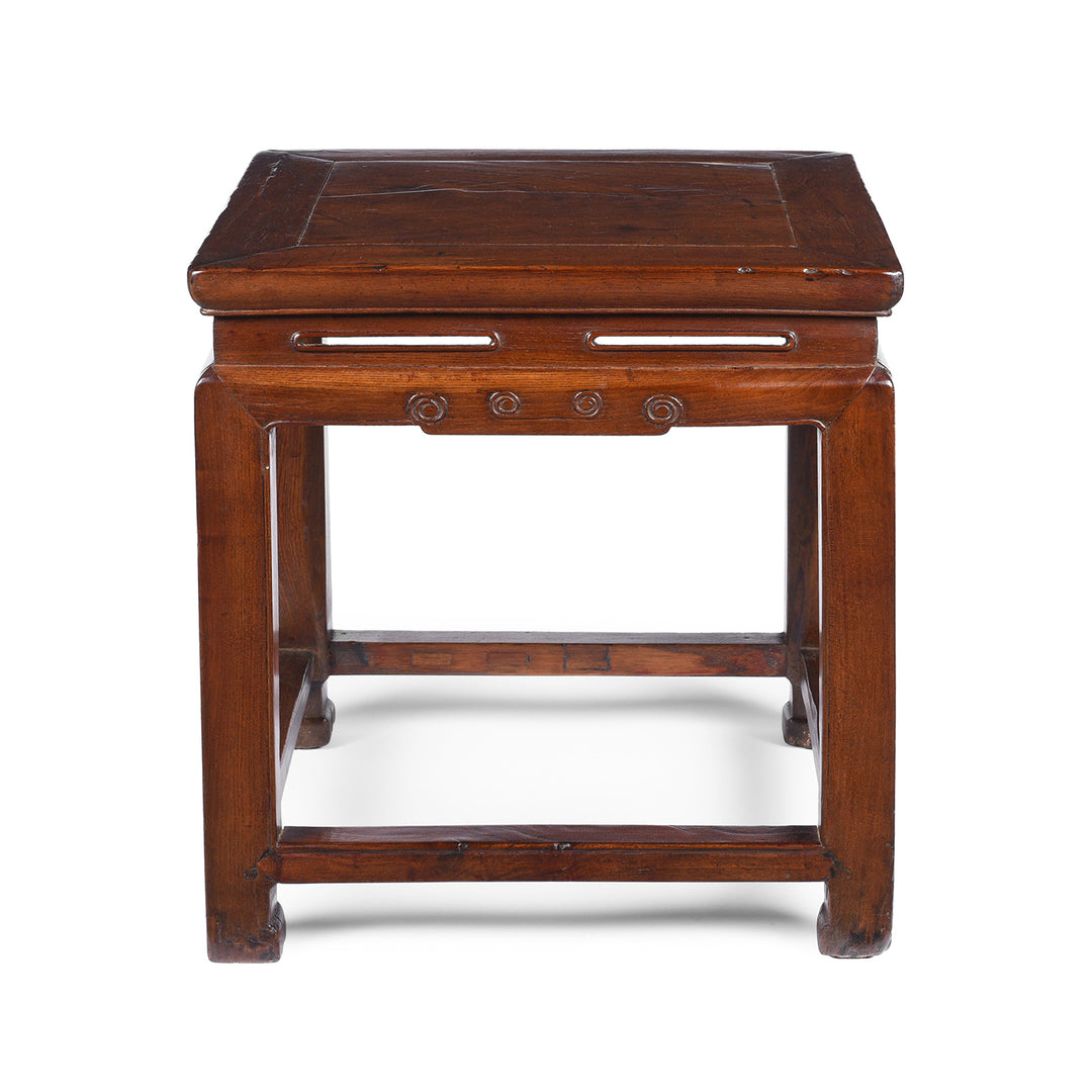 Antique Red Elm Square Side Table From Jiangsu | Indigo Antiques
