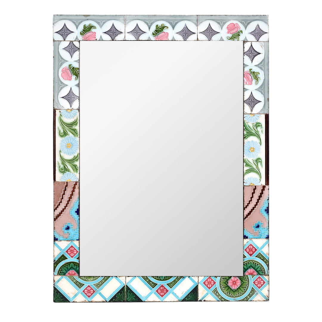 Art Deco Inspired Mirror Made From Old Japanese Ceramic Tiles | Indigo Antiques