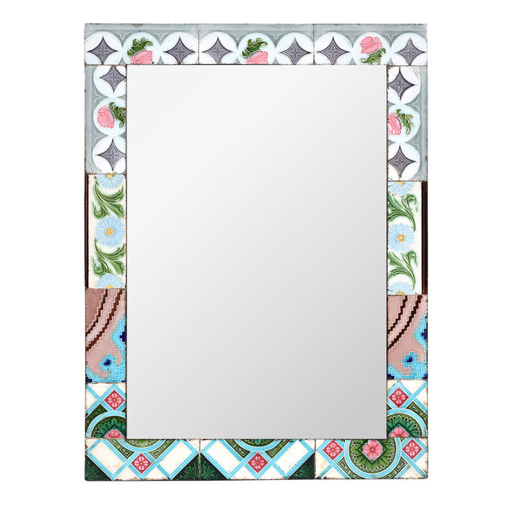Art Deco Inspired Mirror Made From Old Japanese Ceramic Tiles | Indigo Antiques