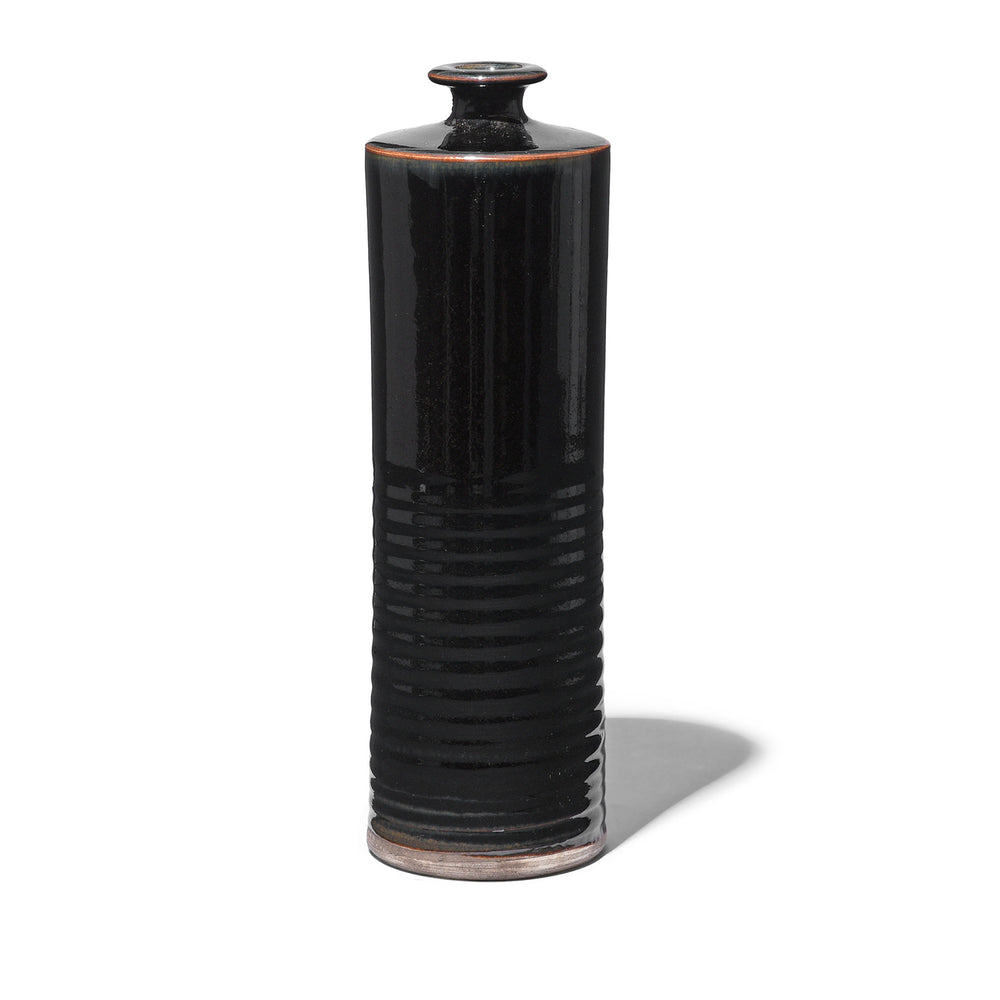 Black Glazed Stoneware Vase | Indigo Antiques