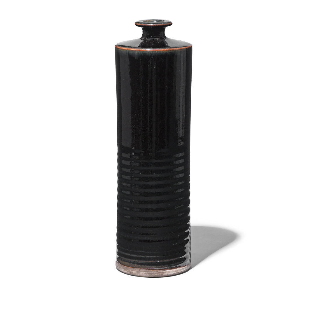 Black Glazed Stoneware Vase | Indigo Antiques
