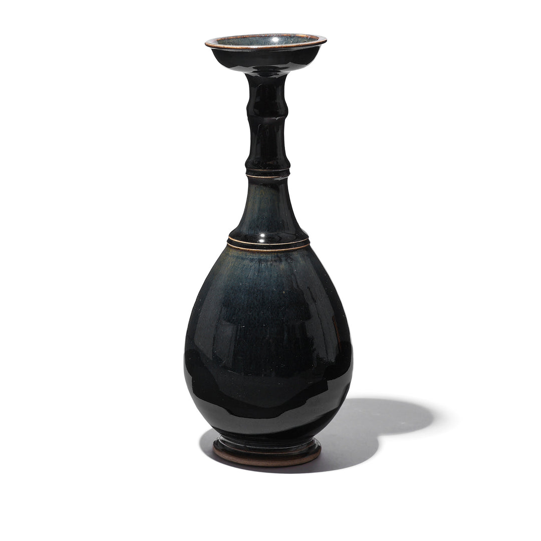 Black Glazed Flower Vase | Indigo Antiques