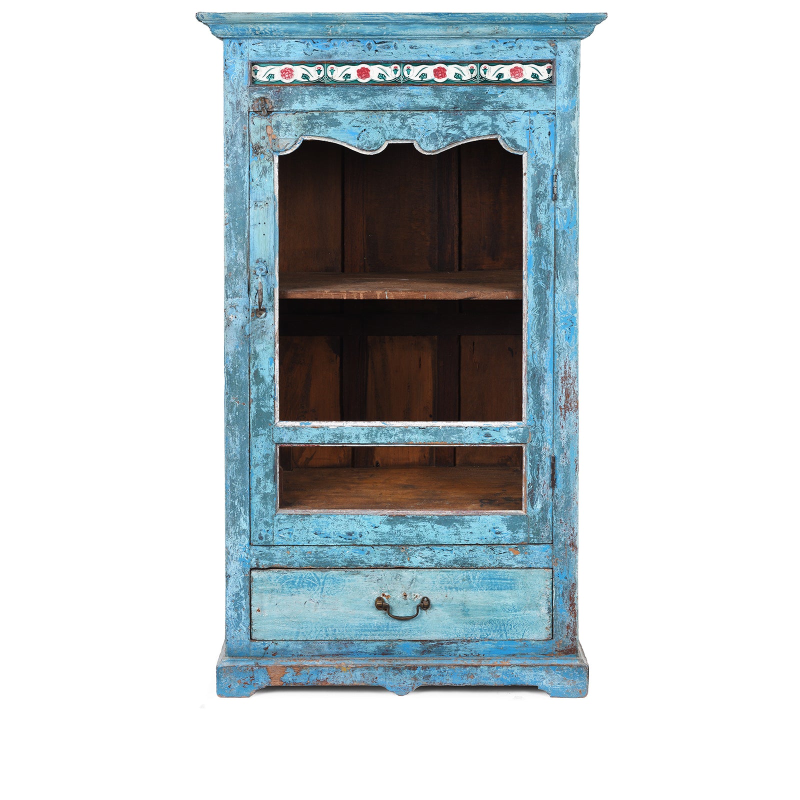 Blue Painted Teak Chest From Gujarat - 1920 Blue Painted Teak Chest From Gujarat - 1920
