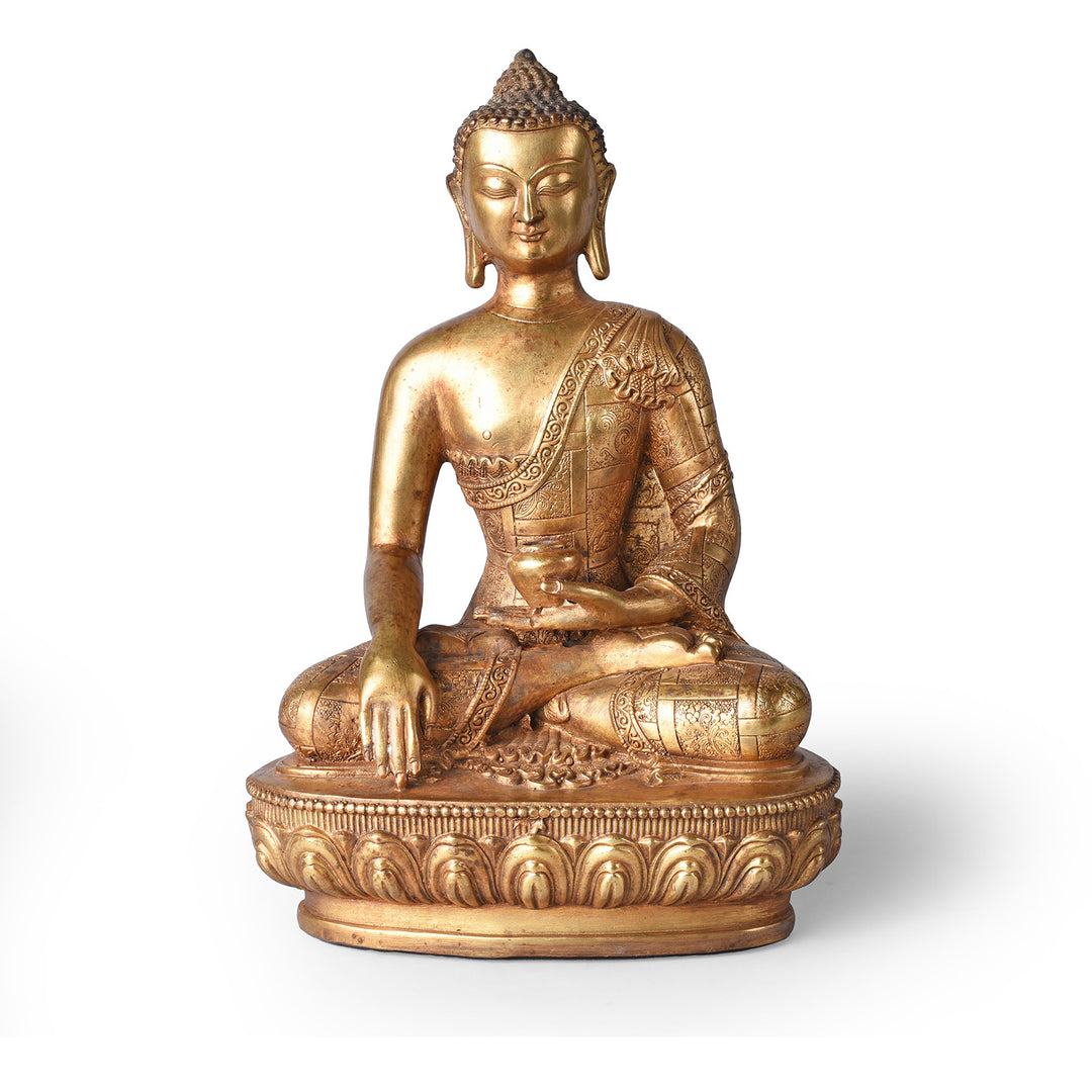 Antique Gilt Brass Buddha - Varada Mudra | Indigo Antiques
