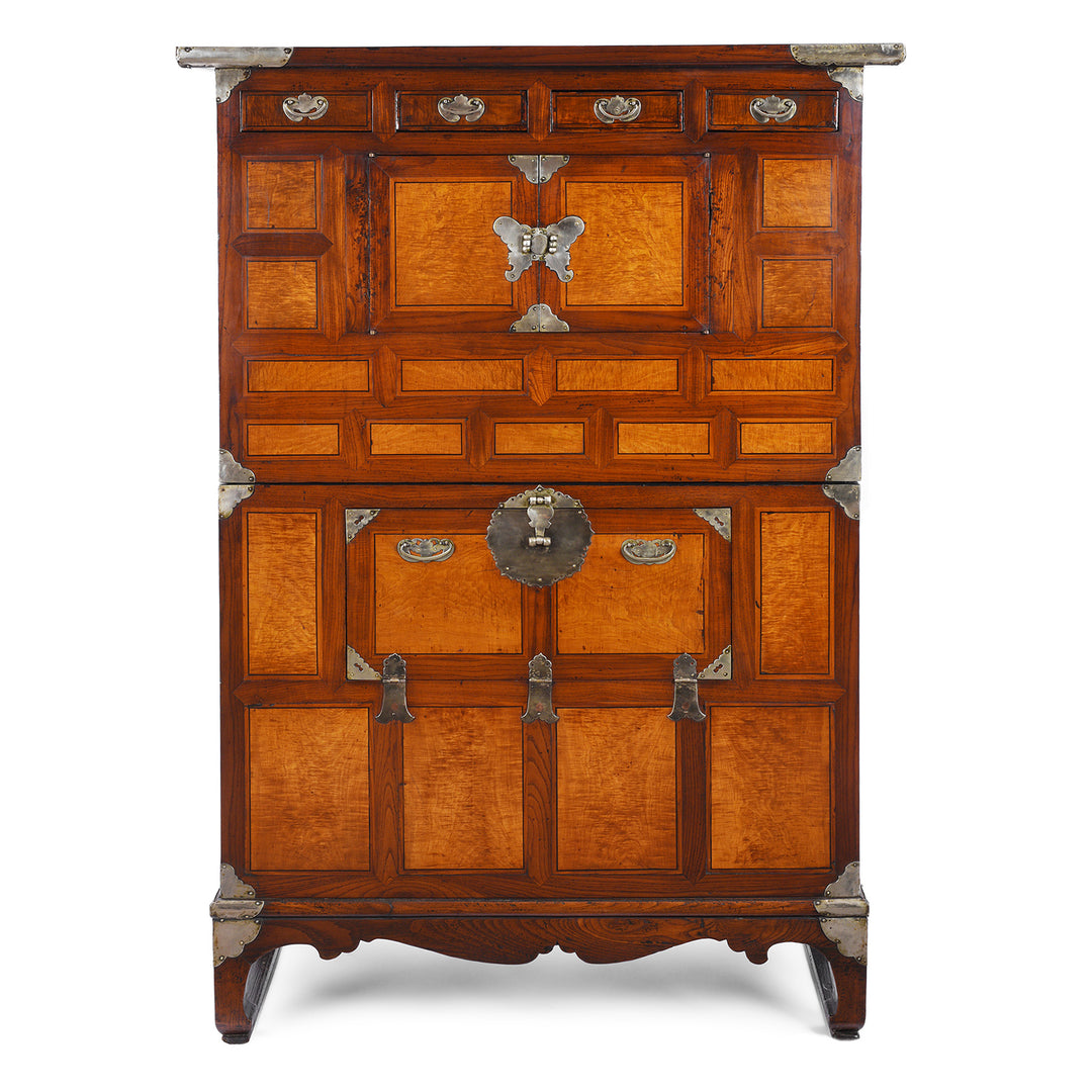 Antique Korean Ich Ung Jang Burr Cabinet on Stand | Indigo Antques