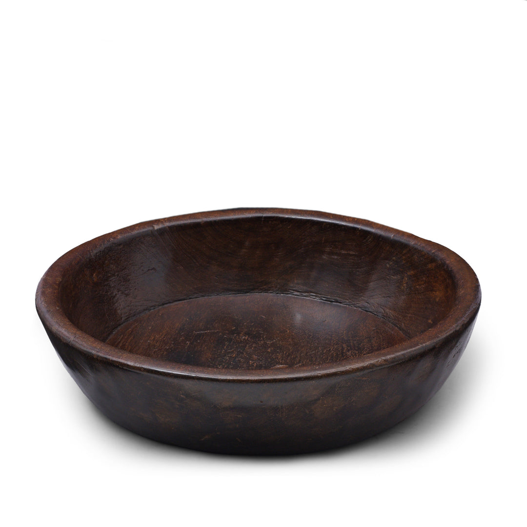 Antique Carved Teak Parath Bowl From Rajasthan - | Indigo Antiques